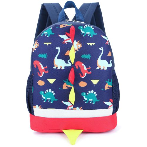  LAKEAUSY Kid Backpack Boy Preschool with Strap Dinosaur Blue Kindergarten Leash Bookbag