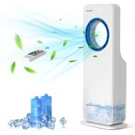 Evaporative Air Cooler, LALAHOO 3 in 1 Portable Bladeless Evaporative Cooler, Freezing Air Cooler and Humidifier with Remote Control, 3 Speeds & 3 Modes, for Room and Outdoor, 4 ic