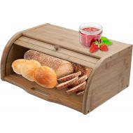 LALIFIT Wooden Roll Top Bread Box Food Storage Holder Large Capacity for Kitchen