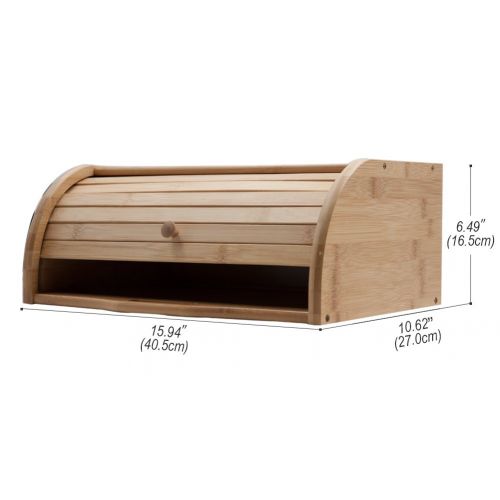  LALIFIT Wooden Roll Top Bread Box Food Storage Holder Large Capacity for Kitchen