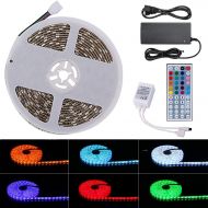 LALIGHT 5050 RGB LED Flexible Strip Light Kit 32.8ft/10M 600 LEDs LED Light Strip Waterproof Multicolour Changing LED Tape Rope Strip Lighting with 24V 6A Power Supply 44Key IR Remote Cont