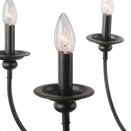  LALUZ 6-Light Transitional Chandeliers Pendant Lights for Dining Room, Oil Black, 24.4”H x 23.6”W