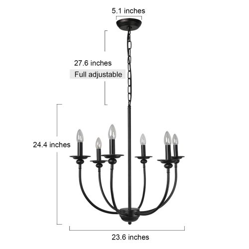  LALUZ 6-Light Transitional Chandeliers Pendant Lights for Dining Room, Oil Black, 24.4”H x 23.6”W