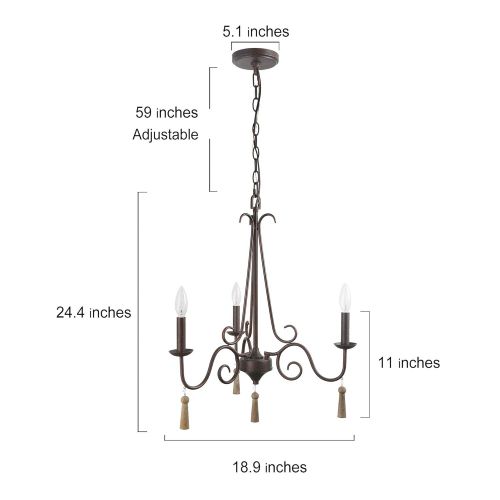  LALUZ 6-Light Transitional Chandeliers Pendant Lights for Dining Room, Oil Black, 24.4”H x 23.6”W