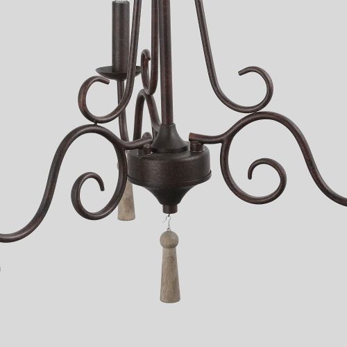  LALUZ 3-Light Transitional Chandelier for Living Room, Kitchen Island Lighting for Dining Room with Wood Pendant