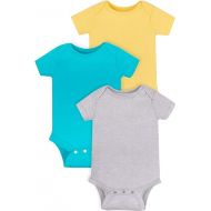 Lamaze unisex-baby Super Combed Natural Cotton Short Sleeve Bodysuit, Snap Closure, 3 PackShirt