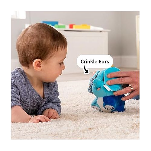  Lamaze Puffaboo Elephant Baby Toy - Soft Squeaky Elephant Toy with Crinkly Ears - Interactive Baby Toys for Sensory Play - Baby Sensory Toys Ages 3 Months and Up