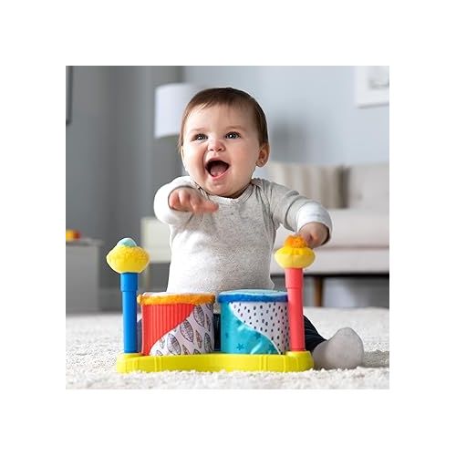  Lamaze Squeeze Beats First Drum Set - Baby Sensory Toy Includes Funny Animal Sounds - Colorful Baby Musical Toys for Early Childhood Development - Ages 12 Months and Up