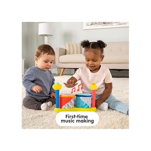  Lamaze Squeeze Beats First Drum Set - Baby Sensory Toy Includes Funny Animal Sounds - Colorful Baby Musical Toys for Early Childhood Development - Ages 12 Months and Up