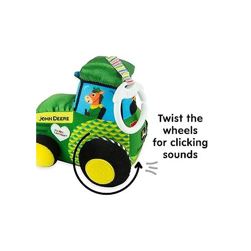  Lamaze John Deere Tractor Car Seat and Stroller Toy - Soft Baby Hanging Toys - Baby Crinkle Toys with High Contrast Colors - Baby Travel Toys Ages 0 Months and Up