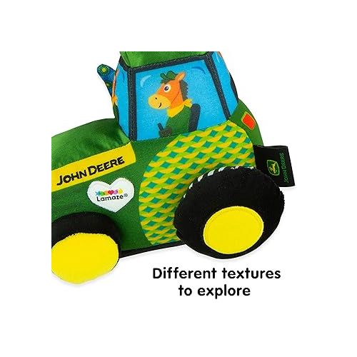  Lamaze John Deere Tractor Car Seat and Stroller Toy - Soft Baby Hanging Toys - Baby Crinkle Toys with High Contrast Colors - Baby Travel Toys Ages 0 Months and Up