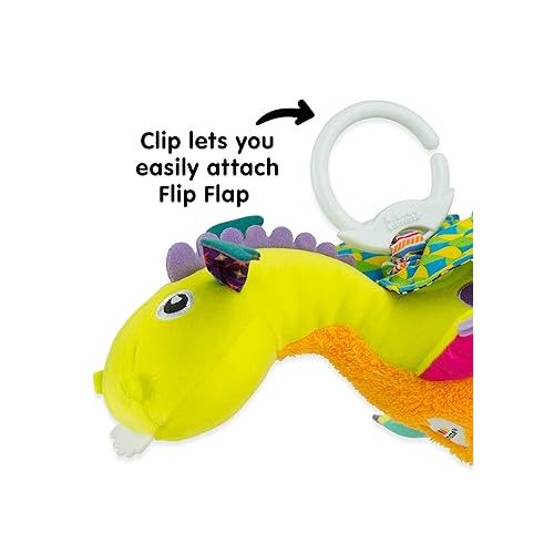  Lamaze Flip Flap Dragon Clip On Car Seat and Stroller Toy - Soft Baby Hanging Toys - Baby Crinkle Toys with High Contrast Colors - Baby Travel Toys Ages 0 Months and Up