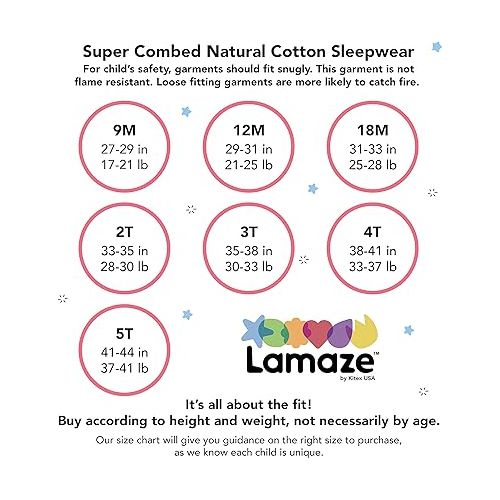  Lamaze Girls' Super Combed Natural Cotton Footed Stretchie One Piece Sleepwear, Baby and Toddler, Zipper, 1 Pack