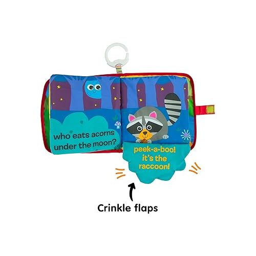  Lamaze Peek-A-Boo Forest Soft Baby Book - Clip-On Cloth Book - Washable Crinkling Fabric Pages for Sensory Play - Teething and Learning Toys for Babies - 6 Months and Up