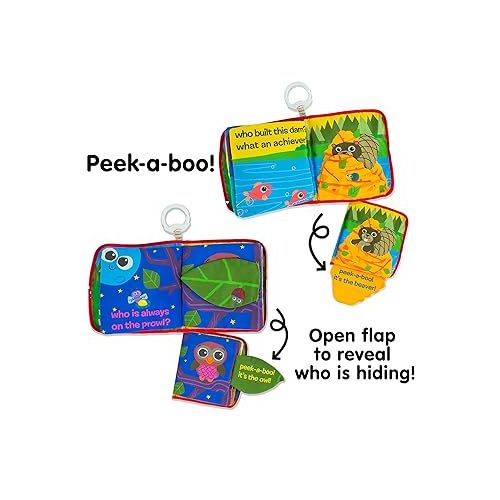  Lamaze Peek-A-Boo Forest Soft Baby Book - Clip-On Cloth Book - Washable Crinkling Fabric Pages for Sensory Play - Teething and Learning Toys for Babies - 6 Months and Up