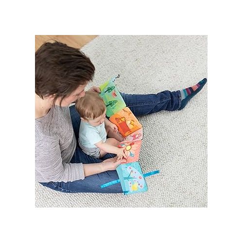 Lamaze Colorful Journey Caterpillar High Contrast Baby Book - Soft Fabric Baby Sensory Books - Includes Chewy Apple for Teething Babies - Baby Sensory Toys Ages 6 Months and Up