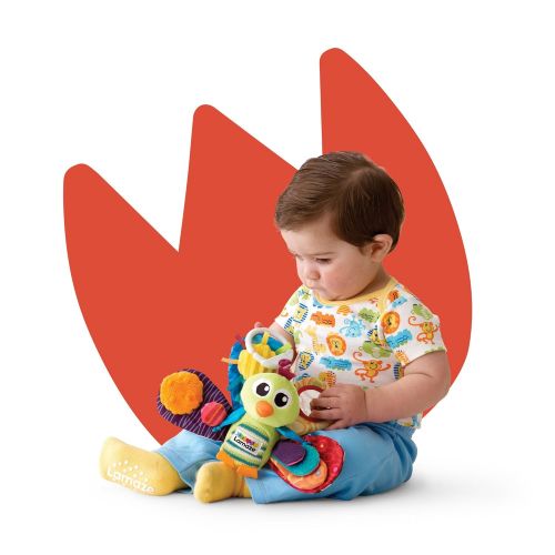  LAMAZE - Jacque The Peacock Gift Set, Support Babys Development with Bright Colors, Fun Textures, and a Self-Discovery Mirror, Clips to Carriers, Strollers and Diaper Bags, 0 Month