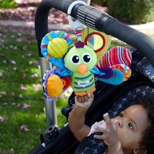  LAMAZE - Jacque The Peacock Gift Set, Support Babys Development with Bright Colors, Fun Textures, and a Self-Discovery Mirror, Clips to Carriers, Strollers and Diaper Bags, 0 Month