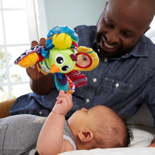  LAMAZE - Jacque The Peacock Gift Set, Support Babys Development with Bright Colors, Fun Textures, and a Self-Discovery Mirror, Clips to Carriers, Strollers and Diaper Bags, 0 Month