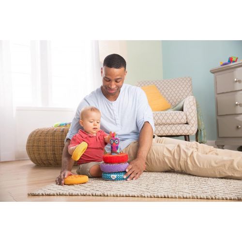  LAMAZE - Rainbow Stacking Rings Toy, Help Baby Develop Fine Motor Skills and Hand-Eye Coordination with Multiple Textures, Bold Colors, Playful Patterns and Crinkly Sounds, 6 Month