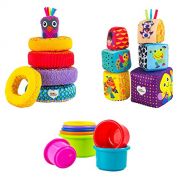 LAMAZE Play with Me Bundle - Pile & Play Cups (6M+), Rainbow Rings (6M+), Mix & Match Activity Blocks (9M+), Multi, Multi (L27298)