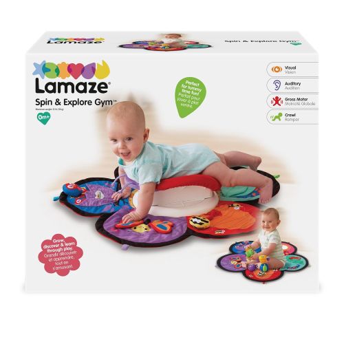  LAMAZE - Spin and Explore Garden Gym, A Rotating Spinner and Discovery Mat Help Strengthen Baby and...