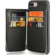 [아마존베스트]iPhone 7 Plus Wallet Case, iPhone 8 Plus Leather Case, LAMEEKU Shockproof Apple 7 Plus Credit Card Holder Slot Cases with Zipper Wallet, Protective Cover for Apple iPhone 7 Plus/8