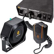 [아마존베스트]LAMPHUS SoundAlert 100W Emergency Police Siren Kit [118-124dB Slim Speaker] [2 x 20A Switch Control] [Hands-Free Air Horn] [PTT Mic] [Radio Rebroadcast] Warning PA System for Emergency Veh