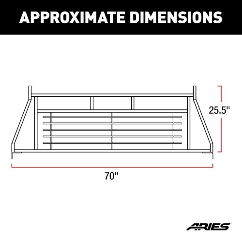  LAMPHUS ARIES 111000 Classic Heavy-Duty Black Steel Truck Headache Rack Cab Protector for Select Chevrolet, Ford, Dodge, GMC