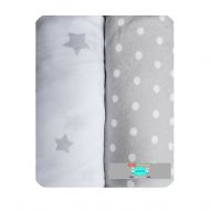 Bassinet Sheet Set by LANCON Kids - 2 Pack 100% Jersey Knit Cotton (Blue & Paw Print)