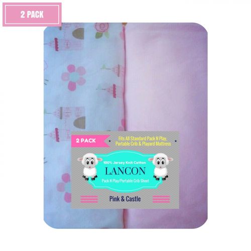  Pack N Play Portable Crib Sheet Set by LANCON Kids - 2 Pack of Ultra Soft, Premium 100% Jersey...