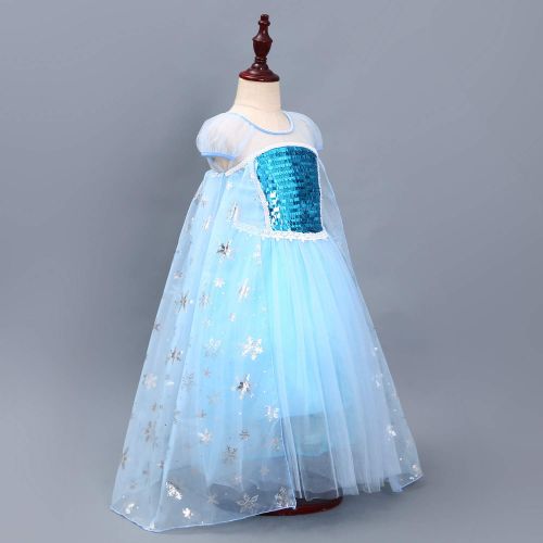  LANCYBABY Girls Princess Anna Costume Frozen Cosplay Dress Costume Deluxe Party Fancy Dress Up Skirt