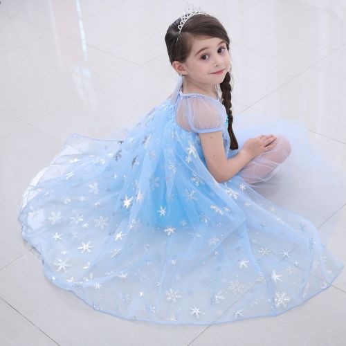  LANCYBABY Girls Princess Anna Costume Frozen Cosplay Dress Costume Deluxe Party Fancy Dress Up Skirt