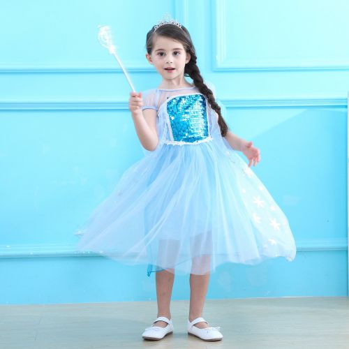  LANCYBABY Girls Princess Anna Costume Frozen Cosplay Dress Costume Deluxe Party Fancy Dress Up Skirt