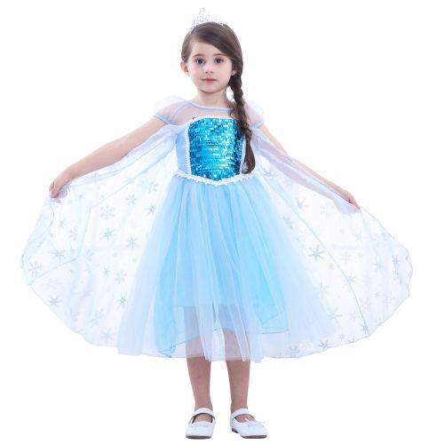  LANCYBABY Girls Princess Anna Costume Frozen Cosplay Dress Costume Deluxe Party Fancy Dress Up Skirt