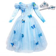 LANCYBABY Girls Princess Anna Costume Frozen Cosplay Dress Costume Deluxe Party Fancy Dress Up Skirt
