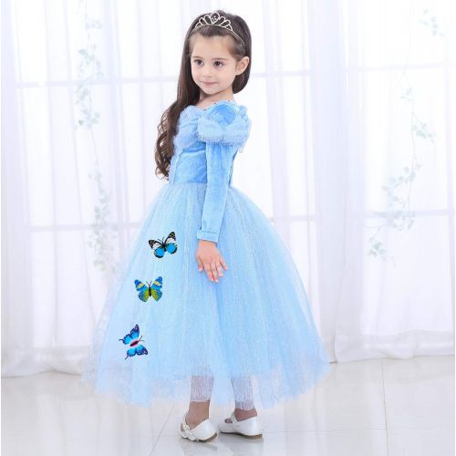  LANCYBABY Girls Princess Anna Costume Frozen Cosplay Dress Costume Deluxe Party Fancy Dress Up Skirt