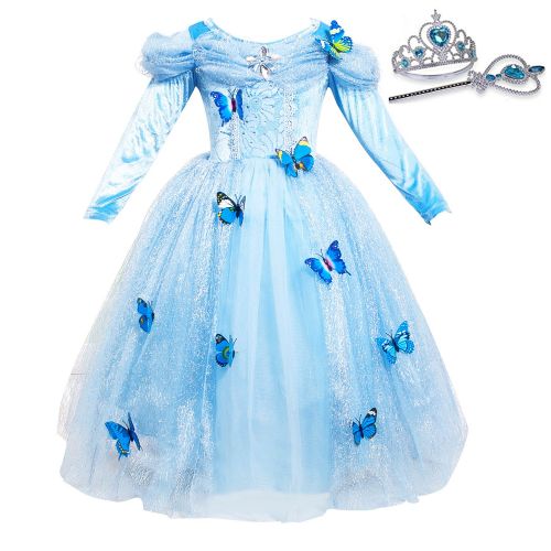  LANCYBABY Girls Princess Anna Costume Frozen Cosplay Dress Costume Deluxe Party Fancy Dress Up Skirt