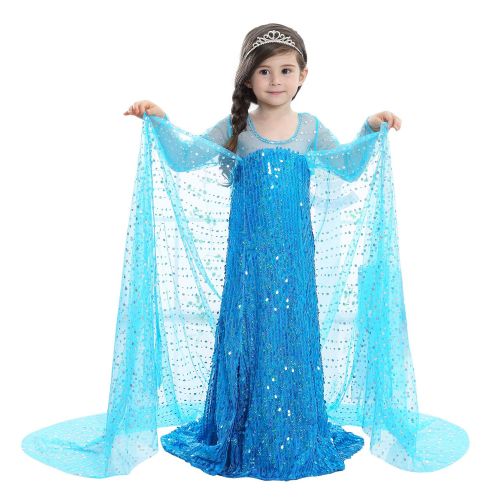  LANCYBABY Girls Princess Anna Costume Frozen Cosplay Dress Costume Deluxe Party Fancy Dress Up Skirt