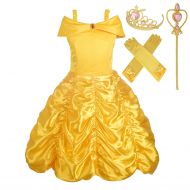 LANCYBABY Girls Princess Anna Costume Frozen Cosplay Dress Costume Deluxe Party Fancy Dress Up Skirt