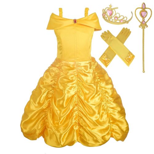  LANCYBABY Girls Princess Anna Costume Frozen Cosplay Dress Costume Deluxe Party Fancy Dress Up Skirt