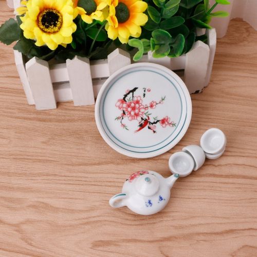  LANDUM Miniature Ornaments Ceramic Teapot Tea Cups Set Simulation Dinnerware Christmas New Year Gift Pack of 1 Random Delivery