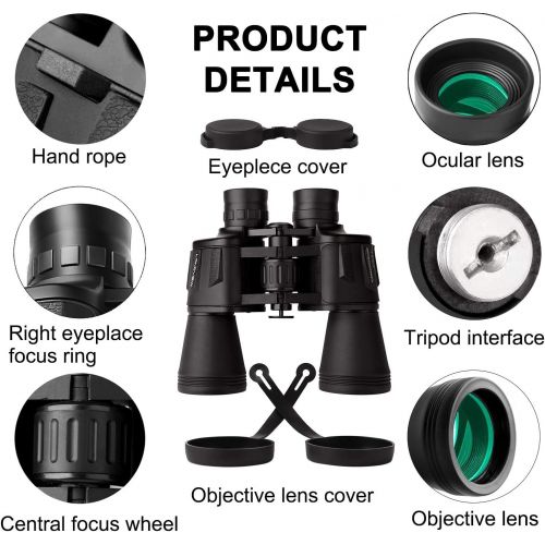  [아마존베스트]LANDVIEW 20x50 Compact Binoculars with Low Light Night Vision, HD Professional/Daily Waterproof Telescope for Outdoor Hunting, Bird Watching, Sightseeing Fit for Adults and Kids with BAK4 P