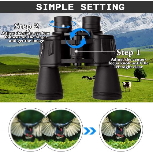  [아마존베스트]LANDVIEW 20x50 Compact Binoculars with Low Light Night Vision, HD Professional/Daily Waterproof Telescope for Outdoor Hunting, Bird Watching, Sightseeing Fit for Adults and Kids with BAK4 P