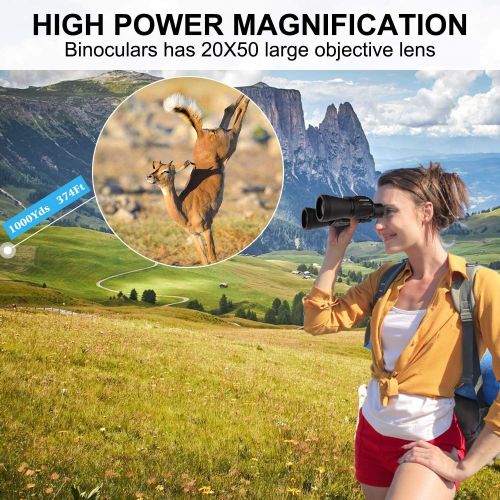  [아마존베스트]LANDVIEW 20x50 Compact Binoculars with Low Light Night Vision, HD Professional/Daily Waterproof Telescope for Outdoor Hunting, Bird Watching, Sightseeing Fit for Adults and Kids with BAK4 P