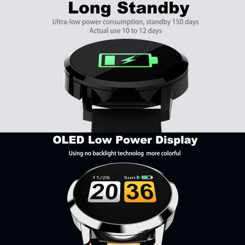  LANDYLO Fitness Tracker with Blood Pressure Monitor Smart Watch with Camera Touchscreen Waterproof Smartwatch Android iOS Heart Rate and Activity Tracking Birthday Gifts for His Her - Silv