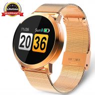 LANDYLO Fitness Tracker with Blood Pressure Monitor Smart Watch with Camera Touchscreen Waterproof Smartwatch Android iOS Heart Rate and Activity Tracking Birthday Gifts for Her His - Gold