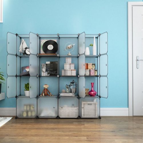  [아마존 핫딜]  [아마존핫딜]LANGRIA 16 Storage Cube Organizer Plastic Cubby Shelving Drawer Unit, DIY Modular Bookcase Closet System Cabinet with Translucent Design for Clothes, Shoes, Toys (White)
