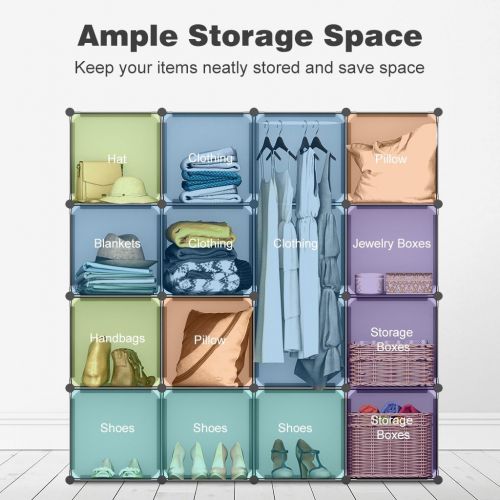  [아마존 핫딜]  [아마존핫딜]LANGRIA 16 Storage Cube Organizer Plastic Cubby Shelving Drawer Unit, DIY Modular Bookcase Closet System Cabinet with Translucent Design for Clothes, Shoes, Toys (White)