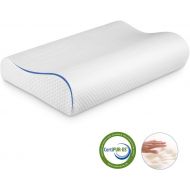 [아마존 핫딜]  [아마존핫딜]LANGRIA Contour Memory Foam Pillow for Sleeping, Neck Support Orthopedic Cervical Bed Pillow for Back, Stomach & Side Sleepers, Breathable and Washable Mesh Knit Cover (White)